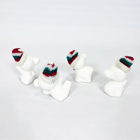 Vintage Snow Bear Ornaments Christmas Around The World 4 With Knit Hats - Picture 4 of 6